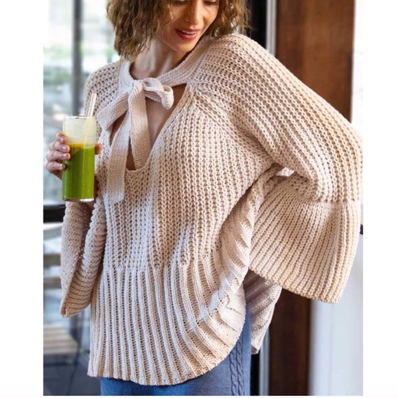 POL Sweaters - Luxe!!  Chenille Bow Tie Bell Sleeve Sweater POL